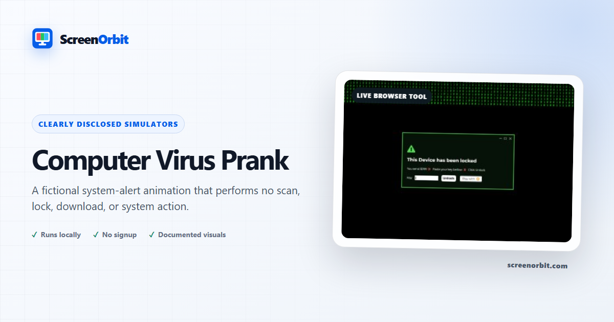 Computer Virus Prank browser tool by ScreenOrbit