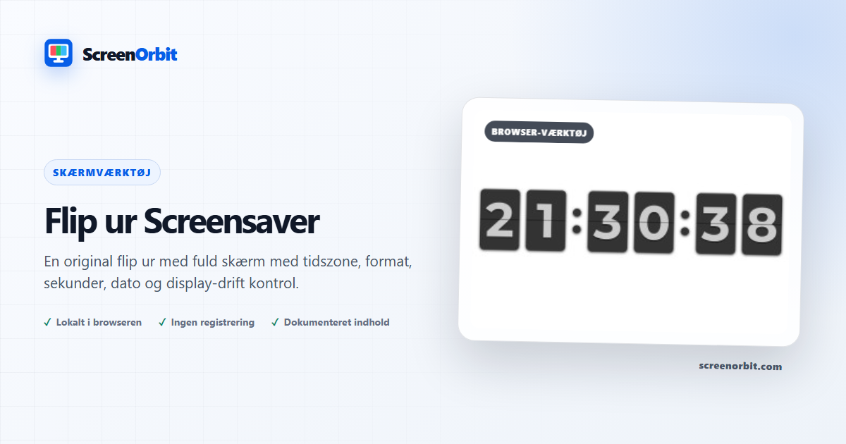 Flip Clock Screensaver browser værktøj af ScreenOrbit