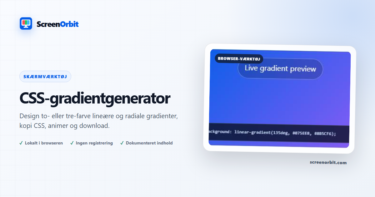 Gradient Baggrund Generator browser værktøj af ScreenOrbit