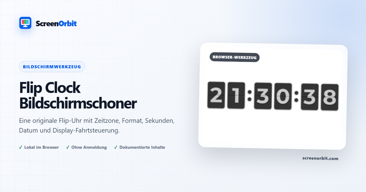 Flip Clock Bildschirmschoner Browser-Tool von ScreenOrbit