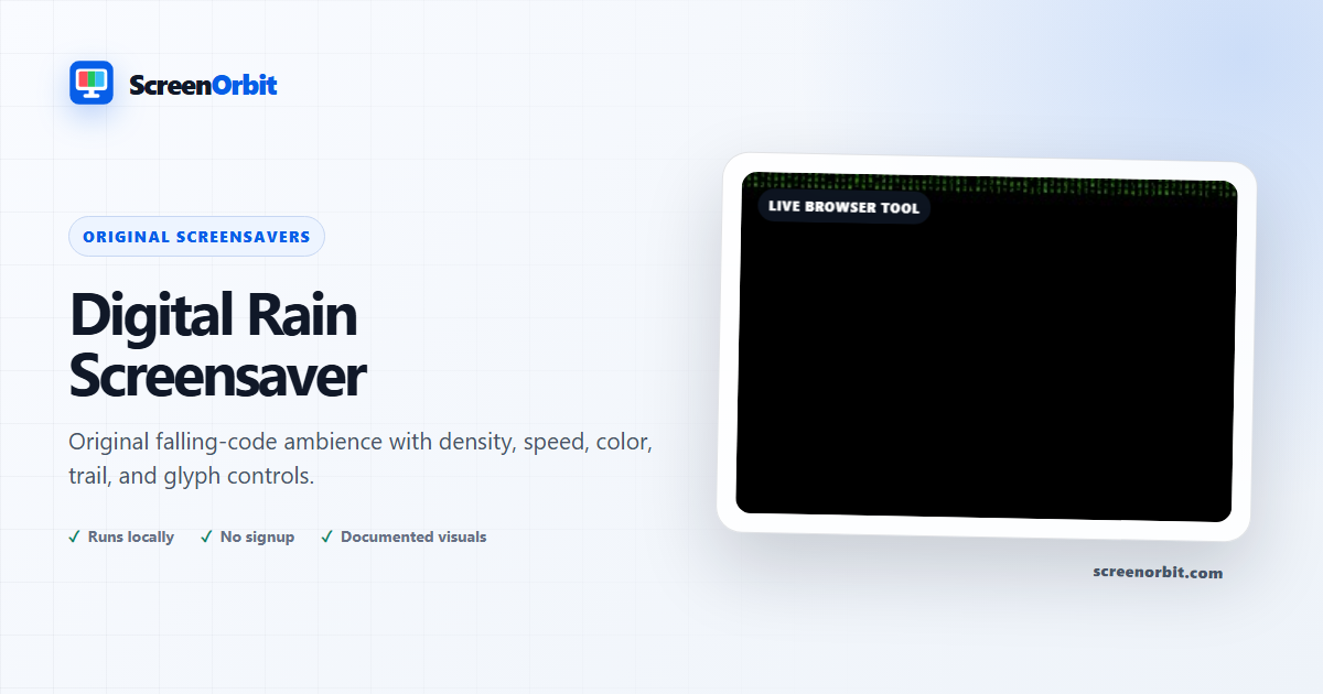 Digital Rain Screensaver browser tool by ScreenOrbit