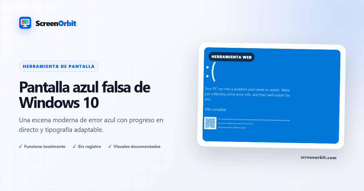 Pantalla azul falsa de Windows 10 de ScreenOrbit