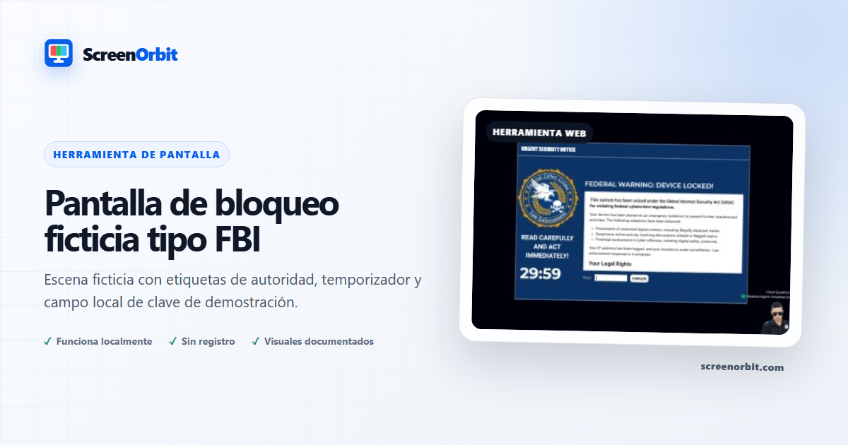 Pantalla de bloqueo ficticia tipo FBI de ScreenOrbit