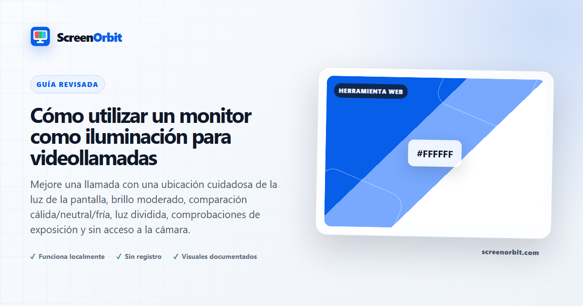 Pantalla colocada cerca de una webcam como luz de relleno