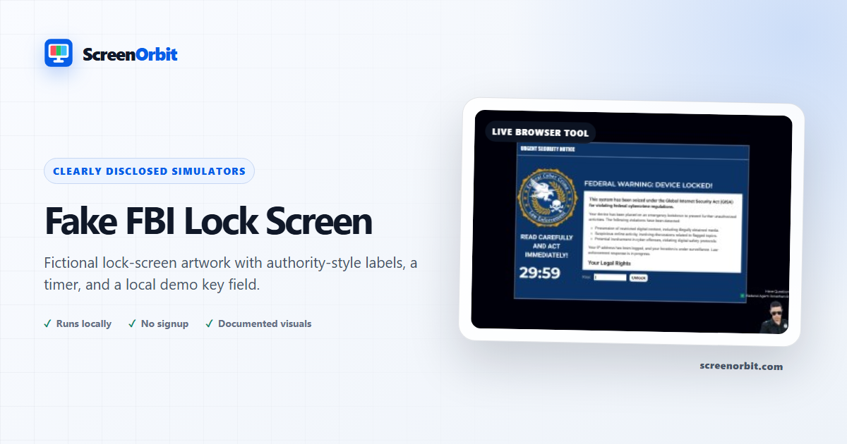 Fake FBI Lock Screen browser tool by ScreenOrbit