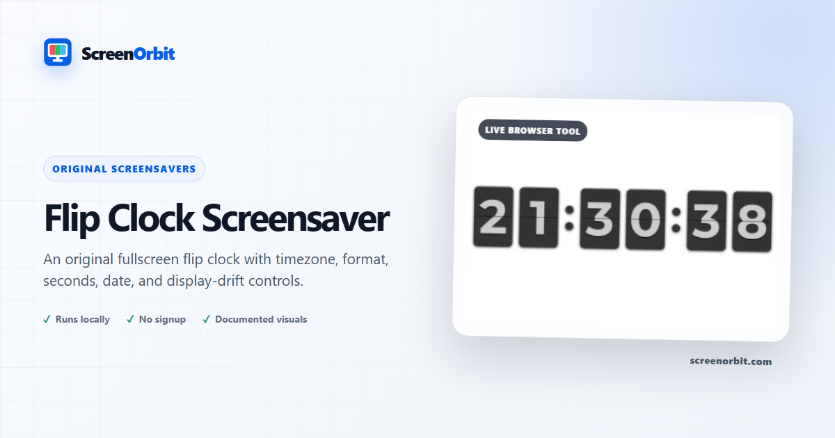 Flip Clock Screensaver browser tool by ScreenOrbit