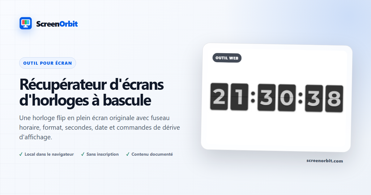 Outil de navigateur Flip Clock Screensaver par ScreenOrbit