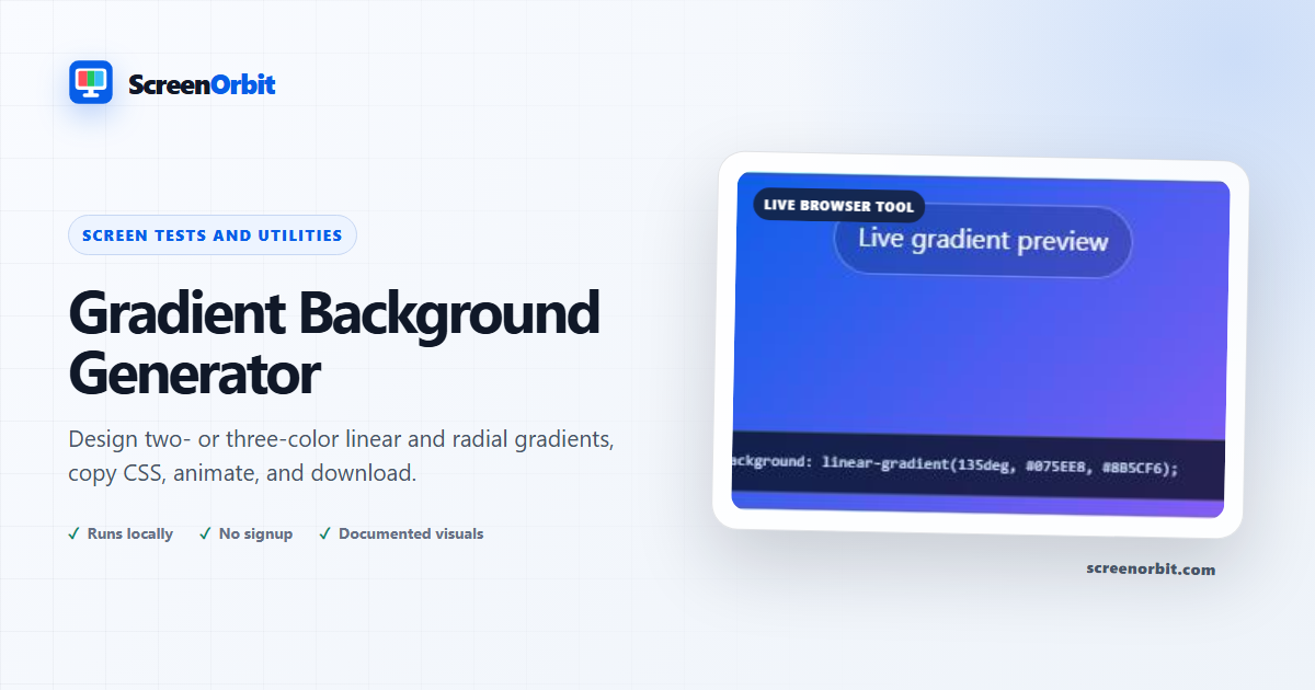 Gradient Background Generator browser tool by ScreenOrbit