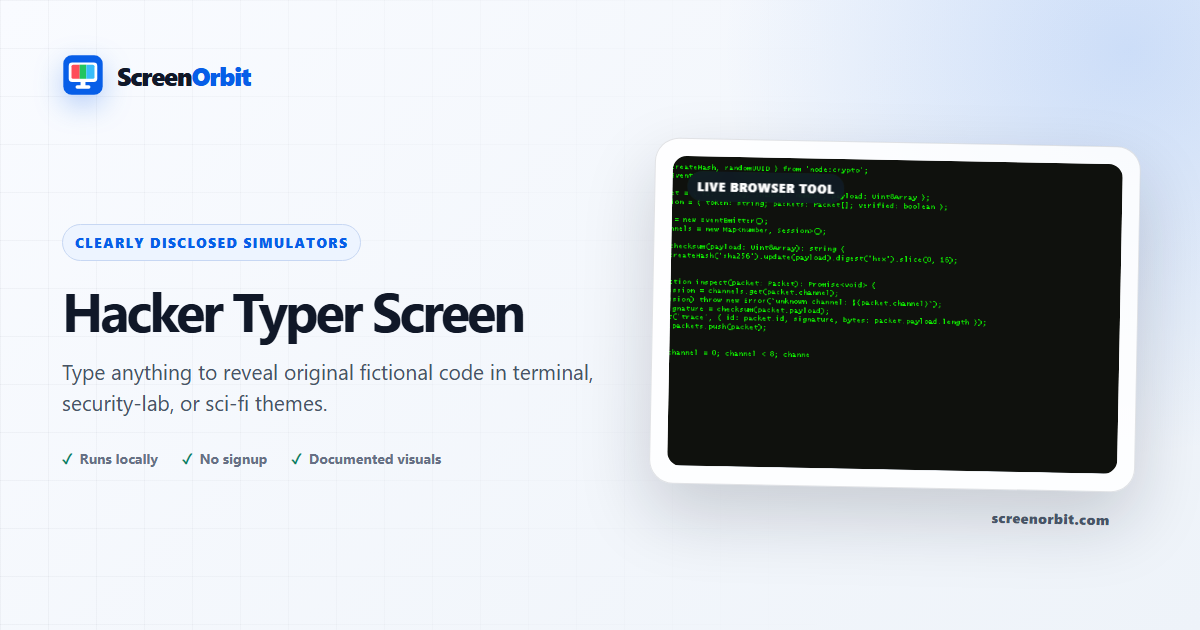 Hacker Typer Screen browser tool by ScreenOrbit