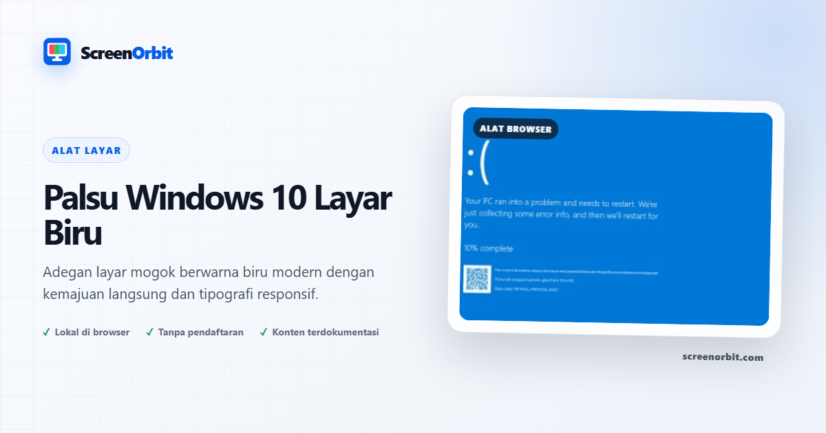 Palsu Windows 10 Alat browser Layar Biru oleh ScreenOrbit