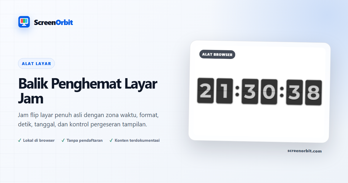 Alat browser Flip Clock Screensaver oleh ScreenOrbit