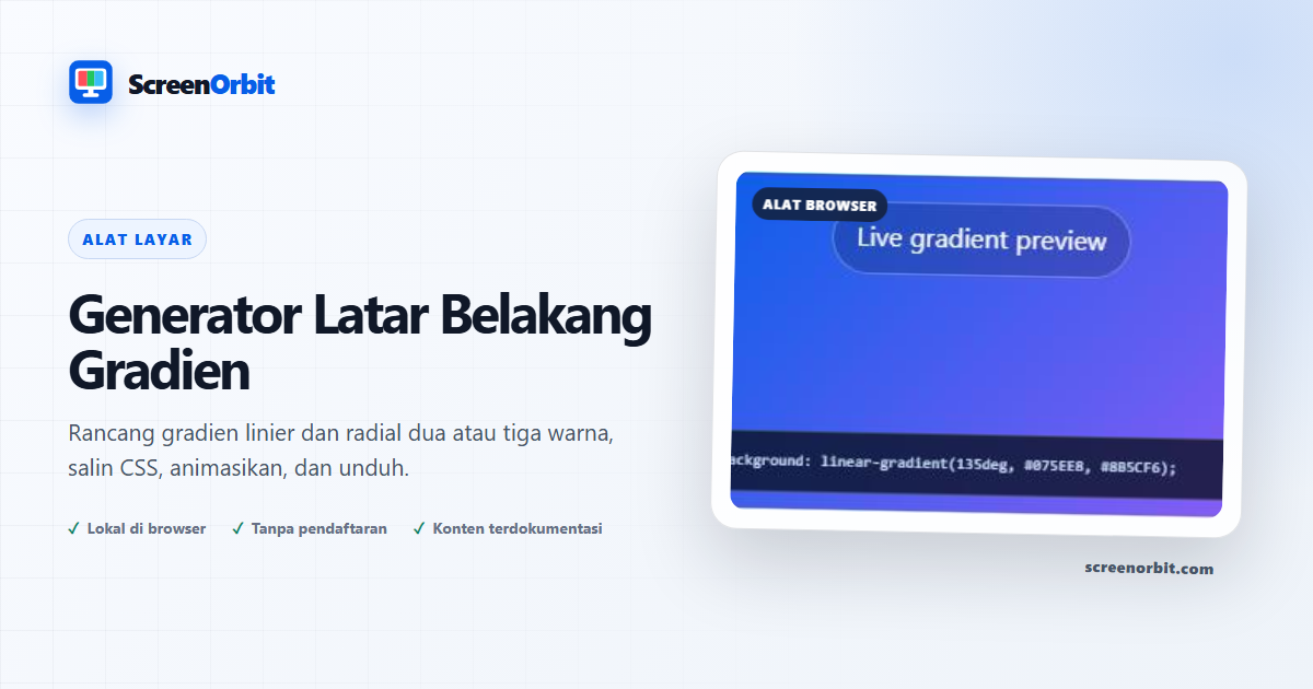 Alat browser Gradient Background Generator oleh ScreenOrbit