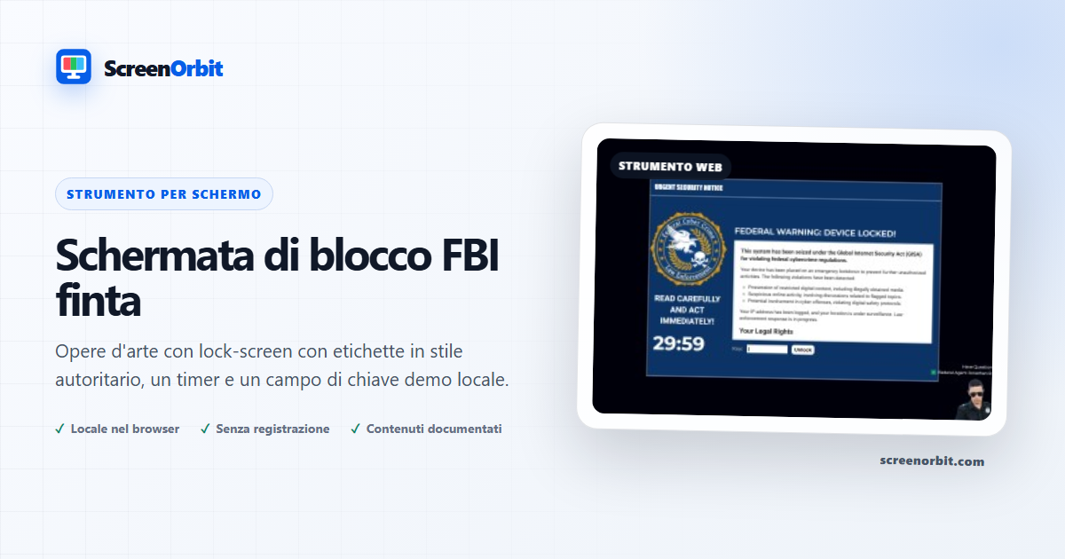 Strumento del browser dello schermo FBI di blocco falso ScreenOrbit