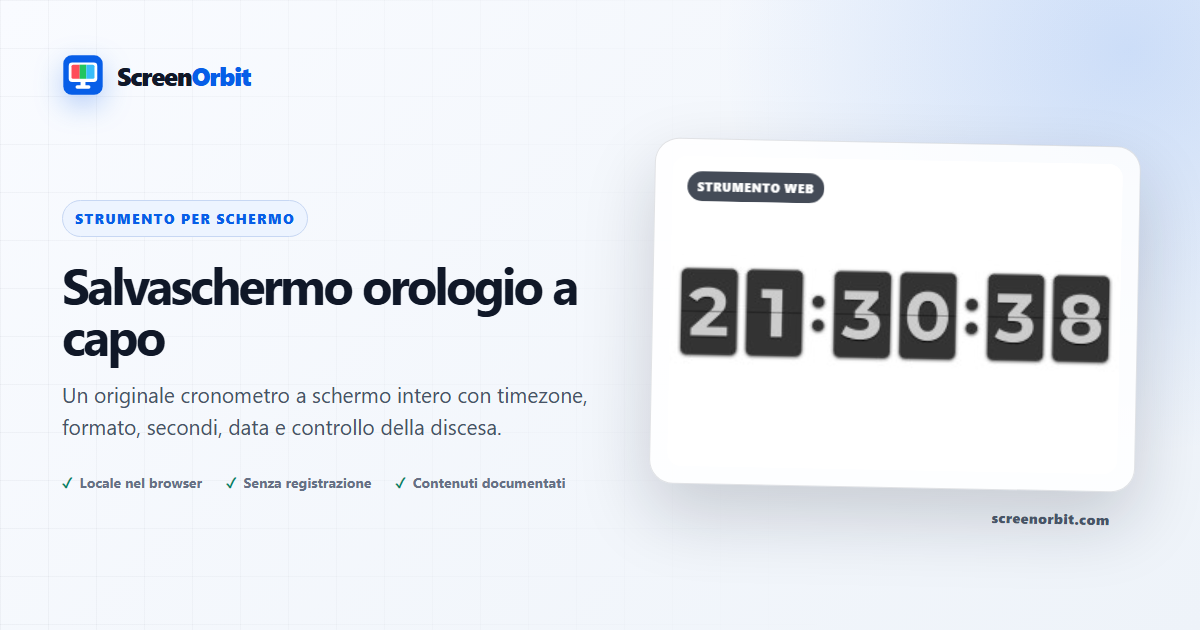 Strumento del browser Screensaver di Flip Clock ScreenOrbit