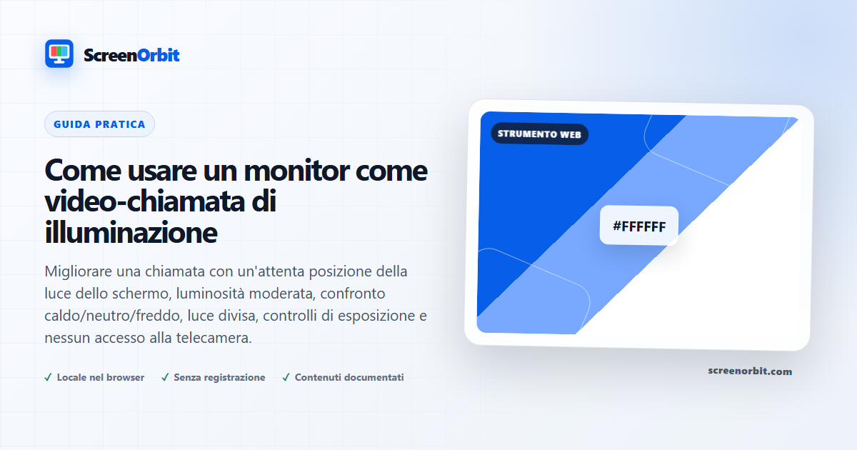 Come usare un monitor come video-chiamata 'Illuminazione' ScreenOrbit