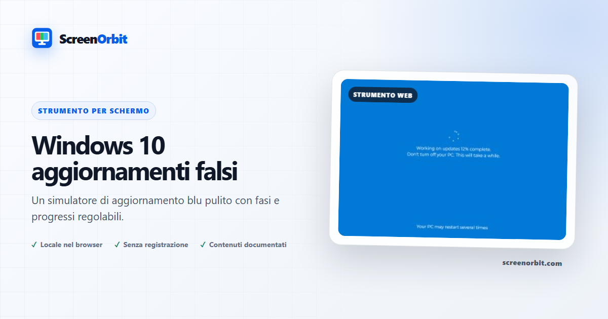 Windows 10 strumento di aggiornamento falso del browser da ScreenOrbit