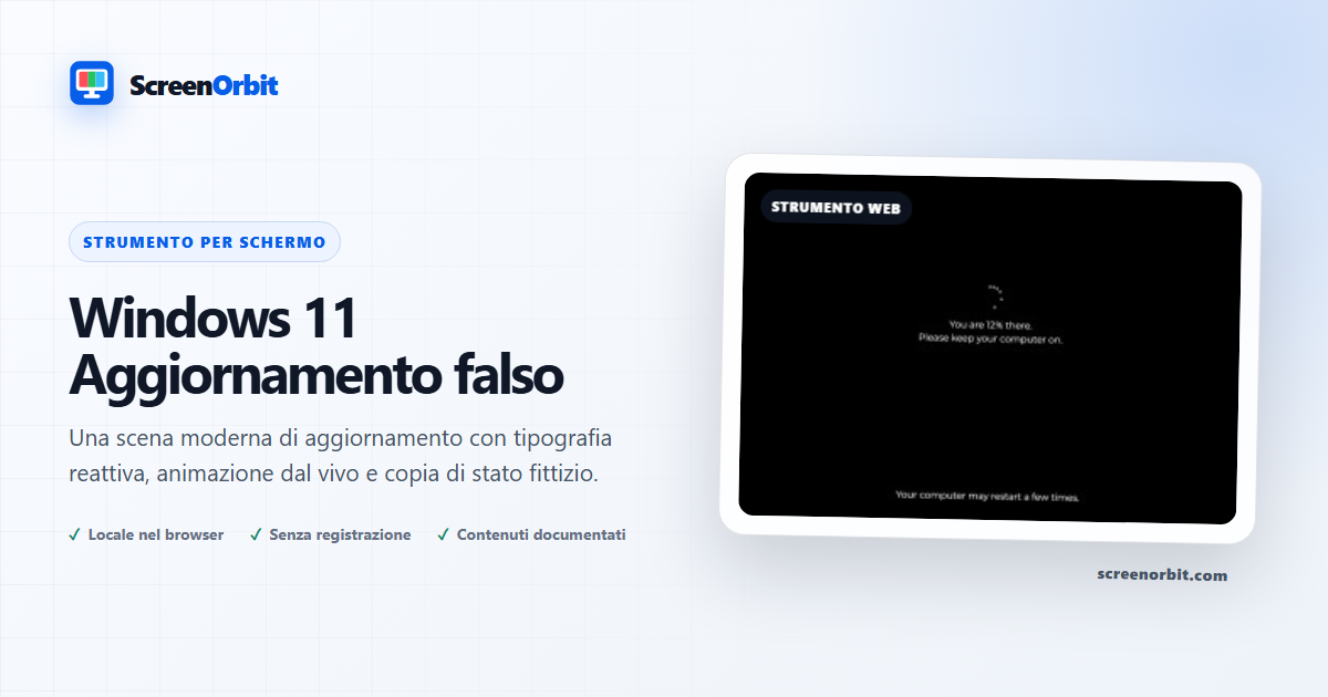 Windows 11 strumento di aggiornamento falso del browser da ScreenOrbit