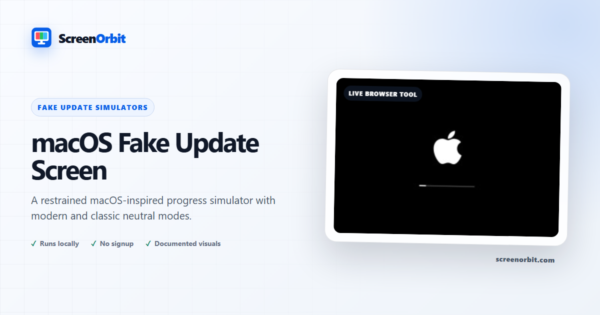 macOS Fake Update Screen browser tool by ScreenOrbit