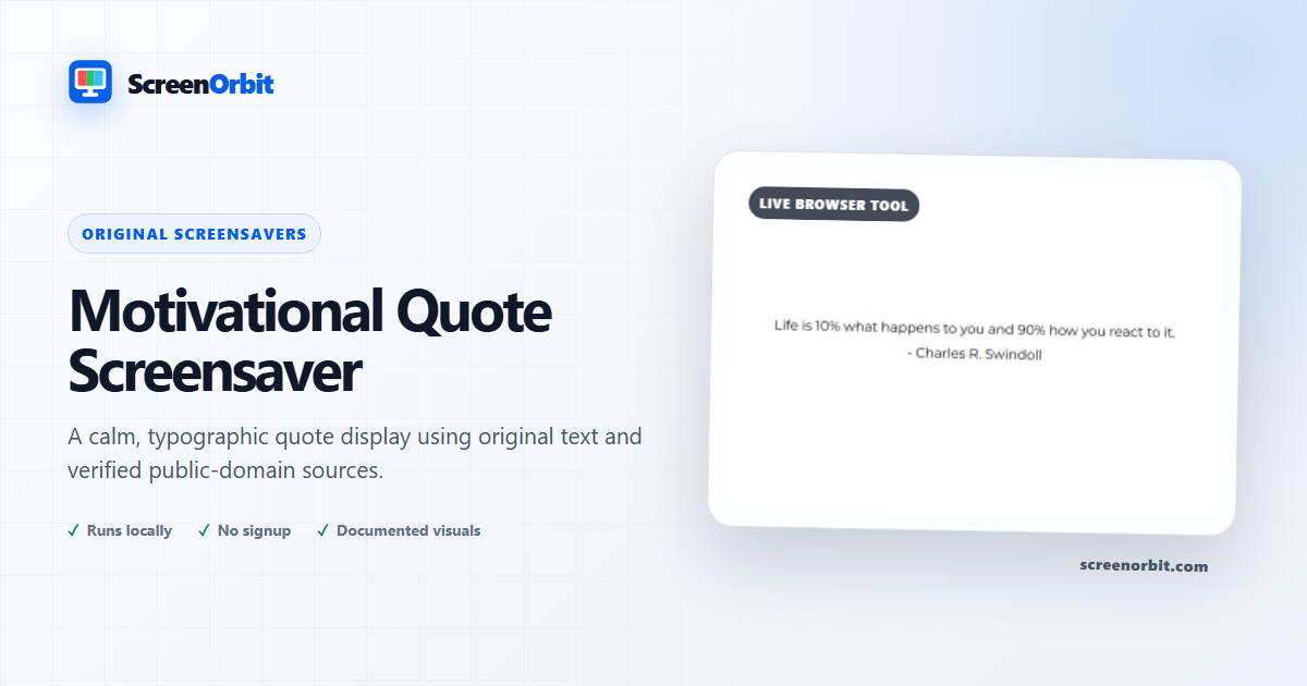 Motivational Quote Screensaver browser tool by ScreenOrbit