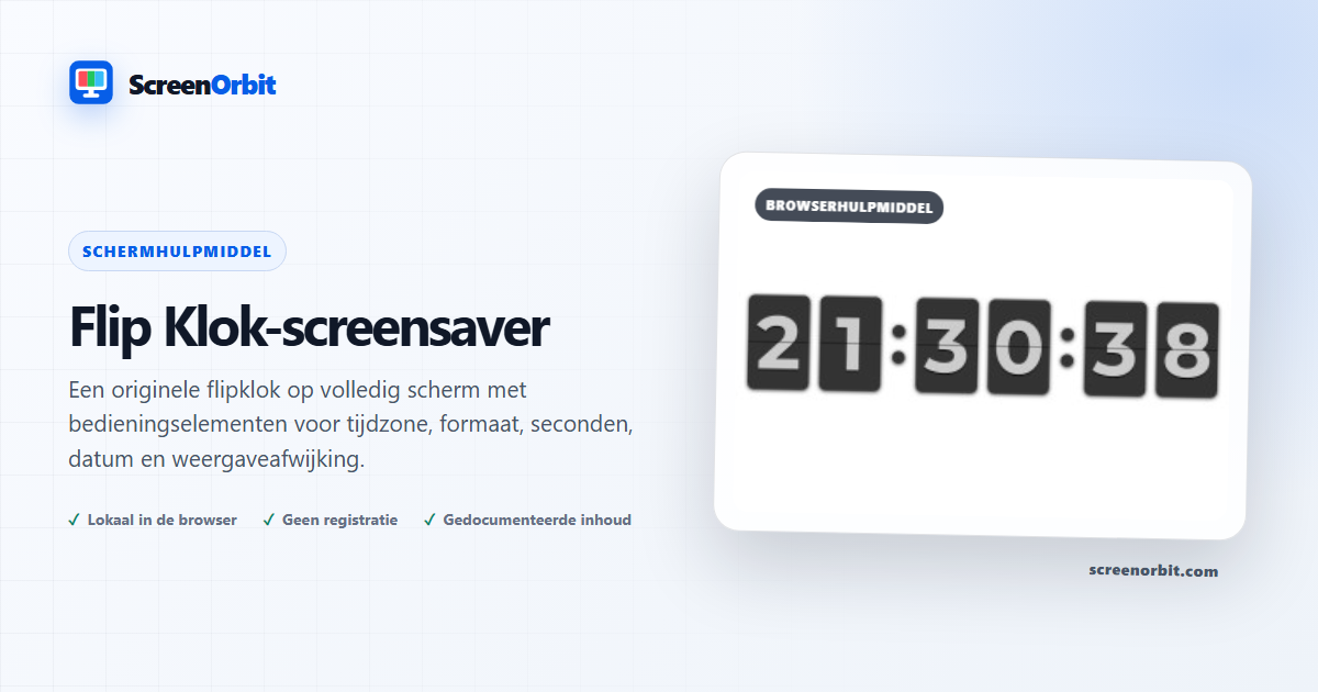 Flip Clock Screensaver browser tool door ScreenOrbit