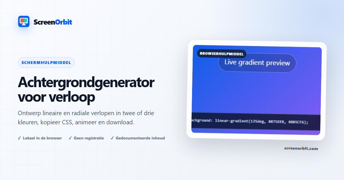 Browsertool Gradient Background Generator van ScreenOrbit