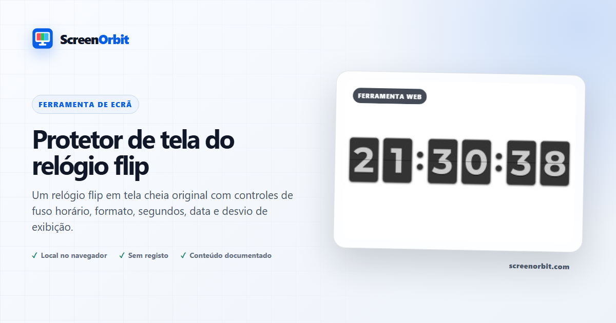 Ferramenta do navegador Flip Clock Screensaver por ScreenOrbit