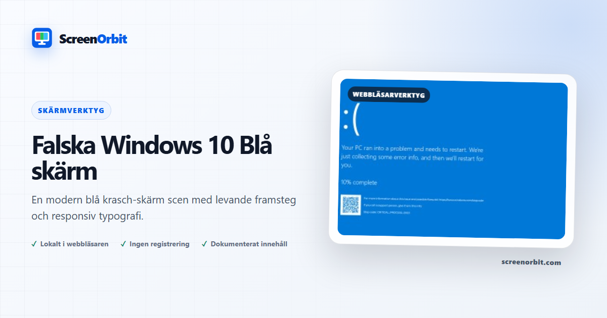 Falska Windows 10 Blå skärm webbläsare verktyg genom ScreenOrbit
