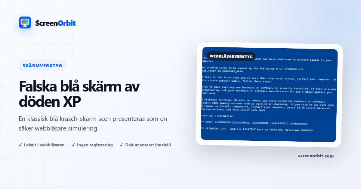 Fake Blue Screen of Death XP webbläsare verktyg genom ScreenOrbit