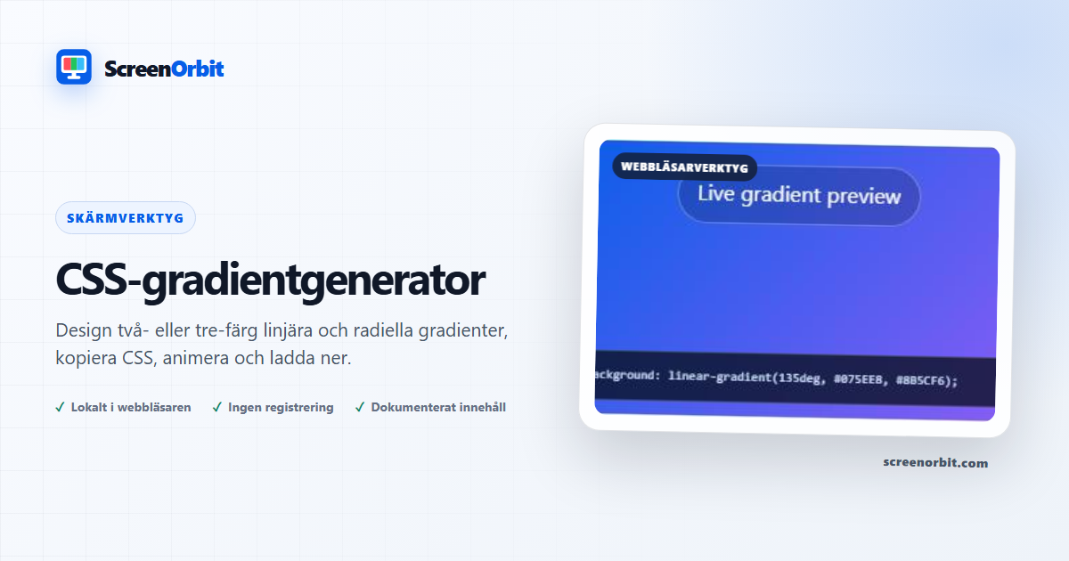 Gradient bakgrund Generator webbläsare verktyg genom ScreenOrbit