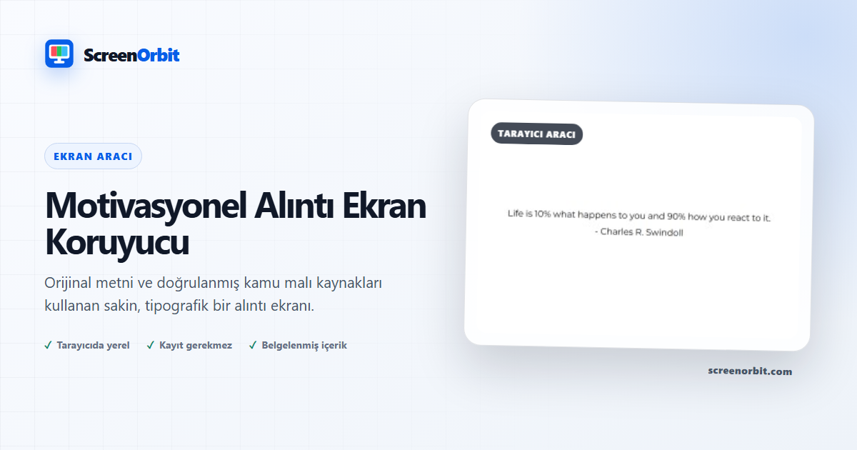 Motivasyonel Alıntı Screensaver tarayıcı aracı ScreenOrbit