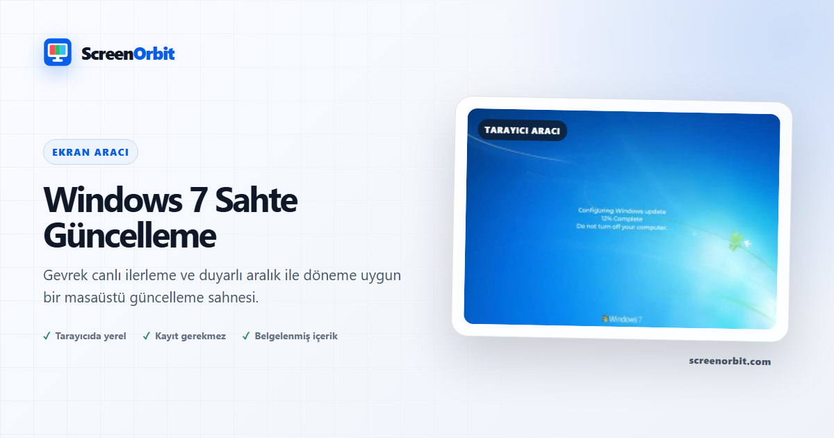 Windows 7 Sahte Güncelleme tarayıcı aracı tarafından ScreenOrbit