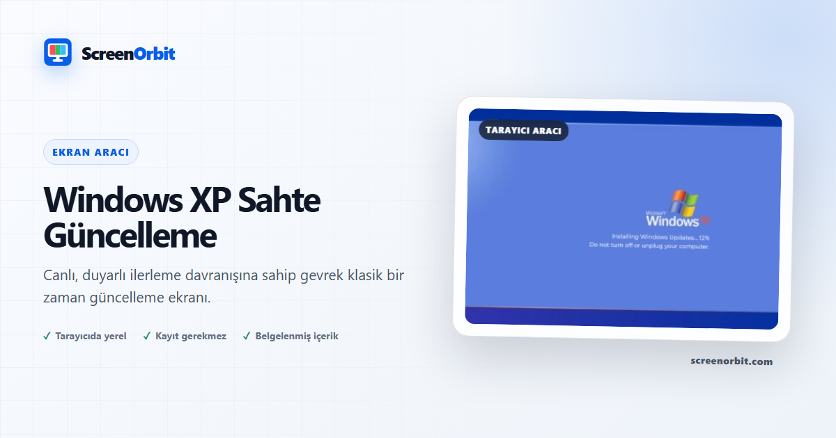 Windows XP Sahte Güncelleme tarayıcı aracı tarafından ScreenOrbit