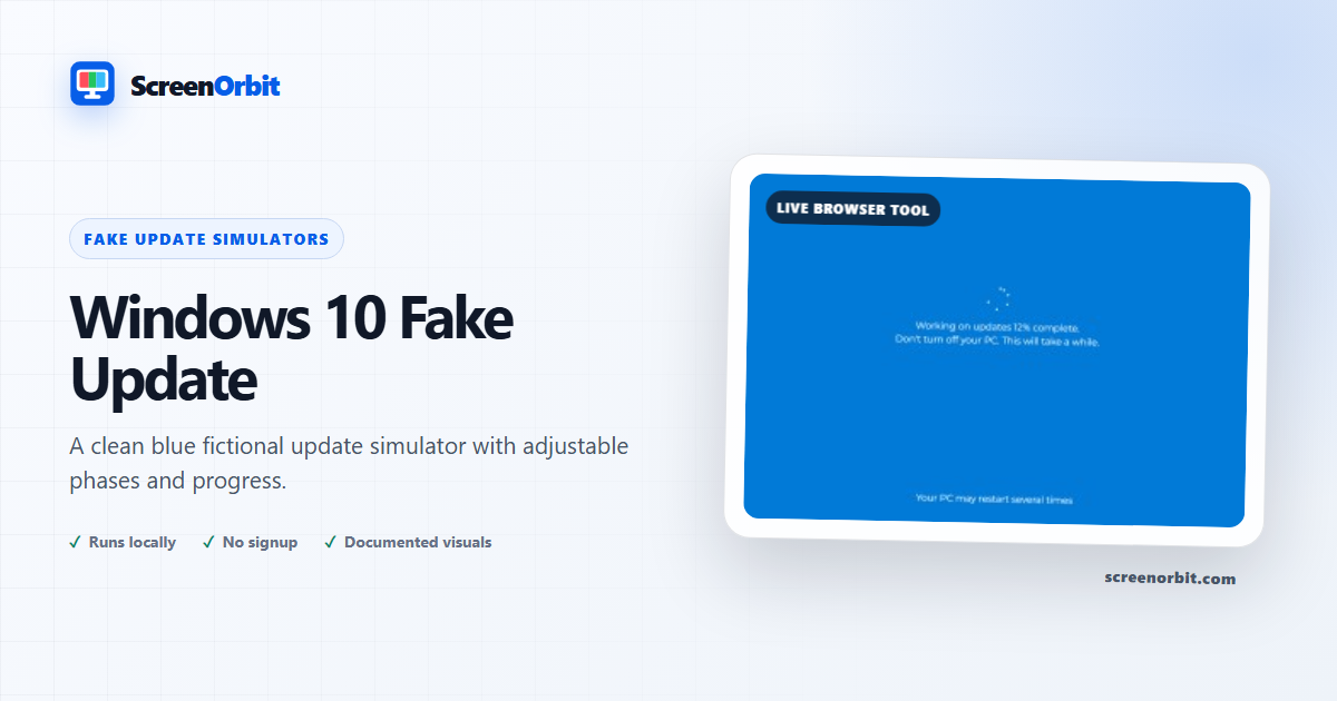 Windows 10 Fake Update browser tool by ScreenOrbit