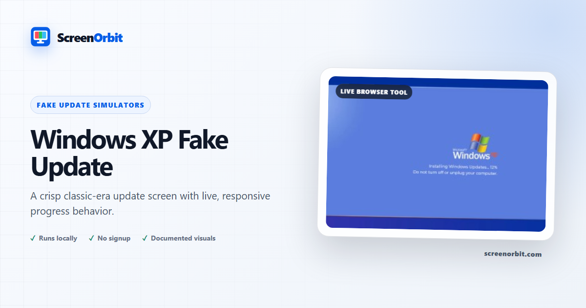 Windows XP Fake Update browser tool by ScreenOrbit